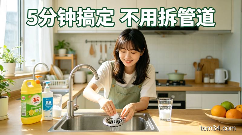 租房党友好厨房清洁方法 不用拆管道轻松搞定下水道油污堵塞反味