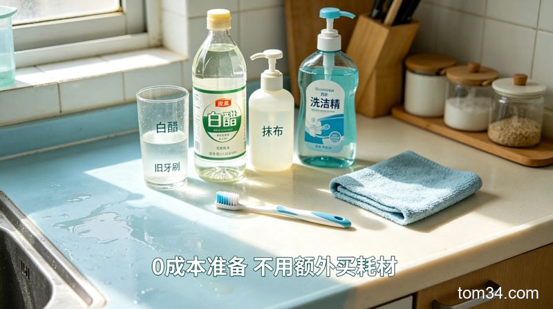 租房党友好厨房清洁攻略 白醋不伤墙面台面擦完不留水渍异味