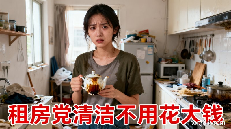 租房党低成本厨房清洁方案 陈年茶垢几块钱就能搞定