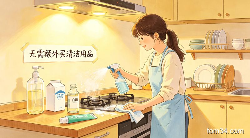 厨房清洁不用乱买清洁用品 洗洁精搭配家用好物就能搞定全油污