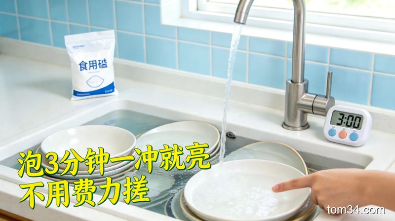 厨房清洁小技巧 重油污餐具一冲就亮不用费力搓