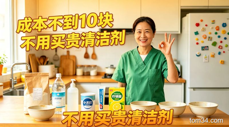 不用买昂贵洗碗耗材 厨房清洁餐具用家常物品效果一样好