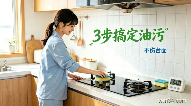 用旧牙刷沾着小苏打刷厨房瓷砖缝隙，刷过的地方白净如新