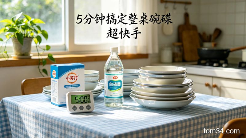 徒手用抹布蘸小苏打擦拭碗碟焦渍的油污清洁场景