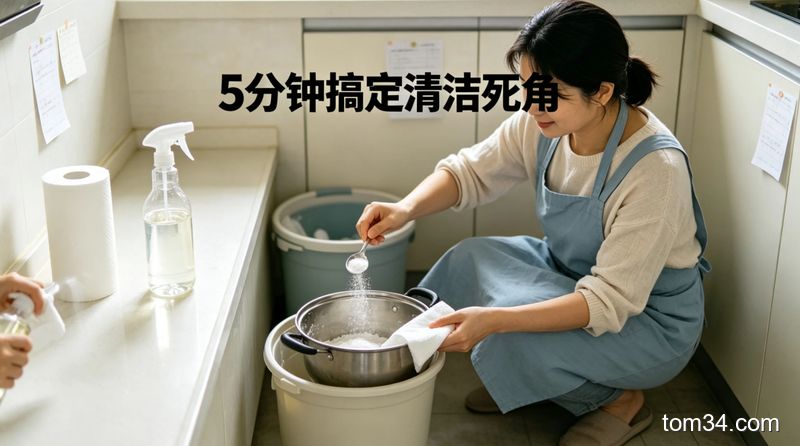 冰箱内部角落放着装橘子皮和小苏打的玻璃罐，冰箱内食材摆放整齐无异味