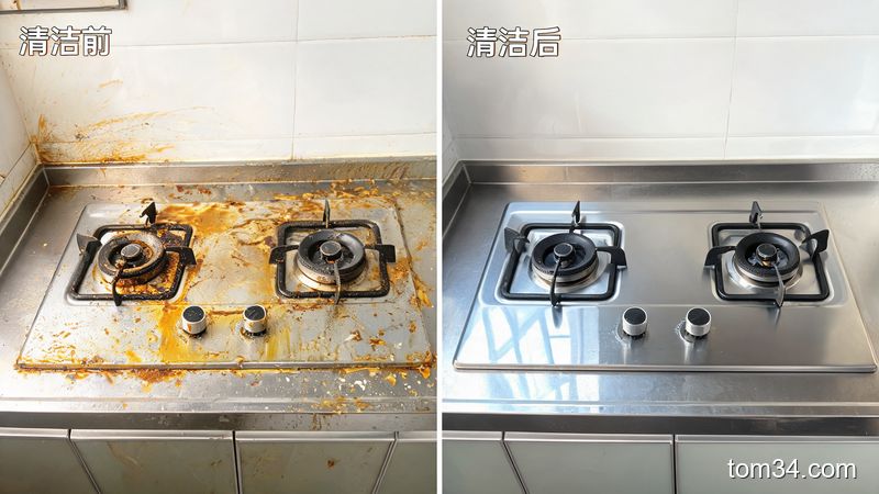 柠檬酸清洁前后对比:水垢油污全部去除,闪亮如新