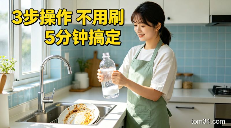 穿着居家服的女生双手握着热水瓶上下摇晃，台面上放着装着温水的玻璃杯，场景是明亮整洁的家用厨房，整体氛围温馨治愈