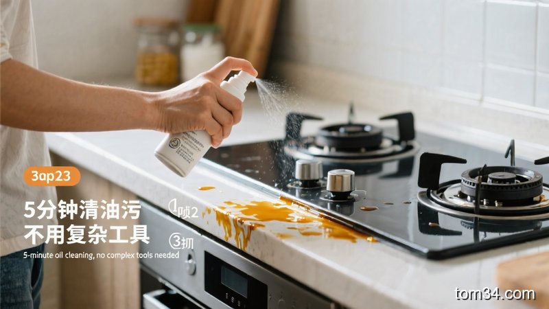 用小苏打喷雾做厨房清洁，喷灶台油污后用抹布一擦就干净，灶台光亮如新